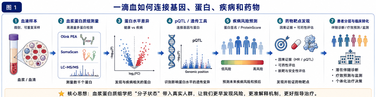 图1:一滴血如何连接基因、蛋白、疾病和药物